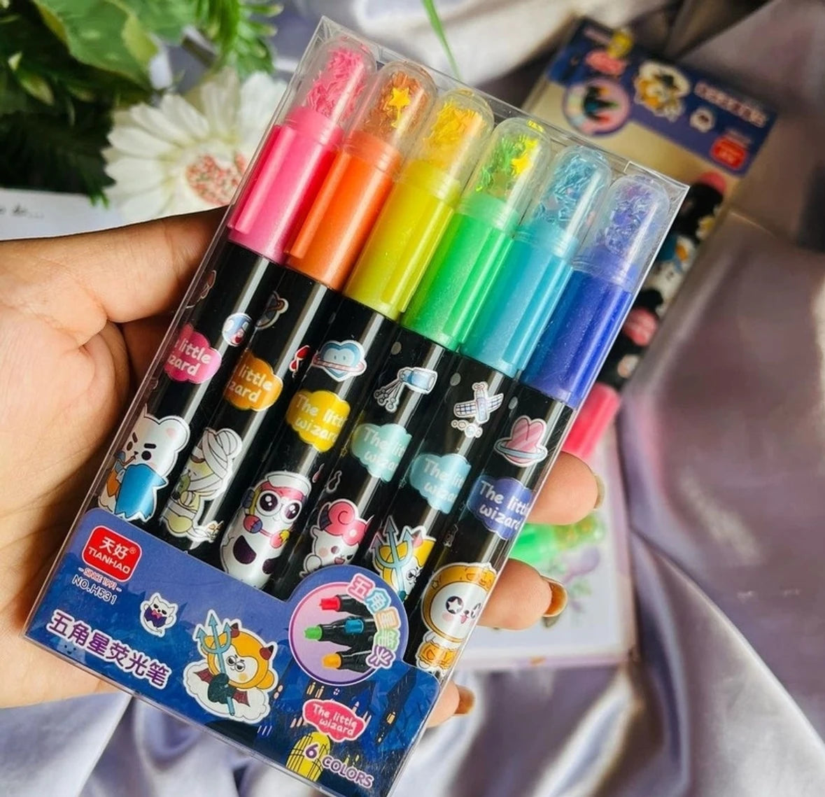 Star Highlighter Pen Set of 6 Pens