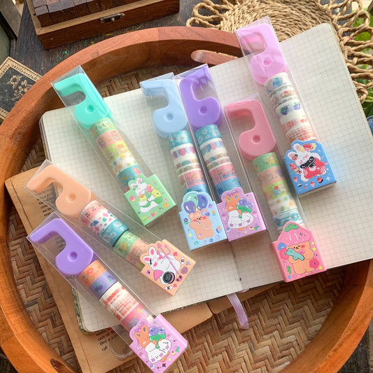 Kawaii Mini Washi Tape Rolls + Tape Dispenser
