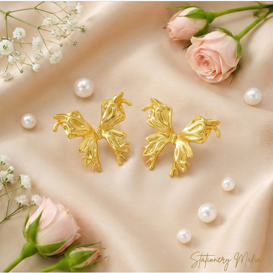 Golden Flutter Bow Studs